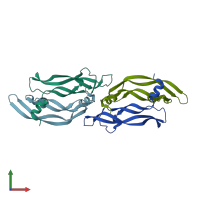 PDB entry 1mkg coloured by chain, front view.