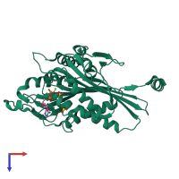 PDB entry 1mkj coloured by chain, top view.