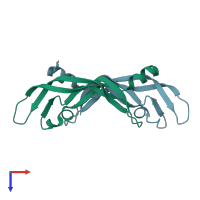 PDB entry 1mkk coloured by chain, top view.