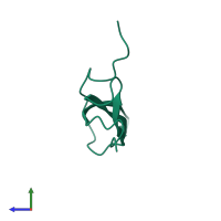 PDB entry 1mkn coloured by chain, side view.