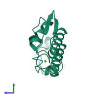 PDB entry 1mku coloured by chain, side view.