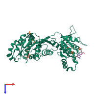 PDB entry 1mky coloured by chain, top view.