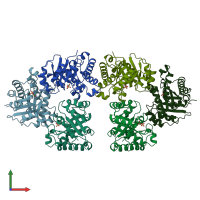 PDB entry 1ml1 coloured by chain, front view.