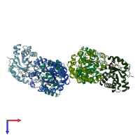 PDB entry 1ml1 coloured by chain, top view.