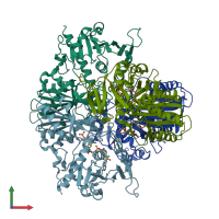PDB entry 1ml3 coloured by chain, front view.