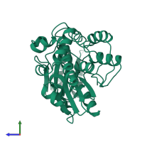 PDB entry 1mla coloured by chain, side view.