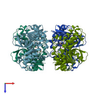 PDB entry 1mld coloured by chain, top view.