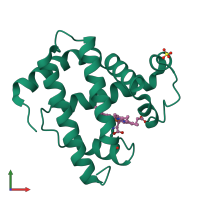 PDB entry 1mlk coloured by chain, front view.