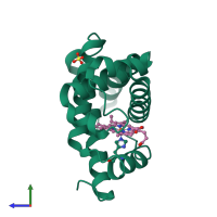 PDB entry 1mlk coloured by chain, side view.