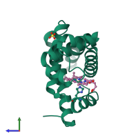 PDB entry 1mln coloured by chain, side view.
