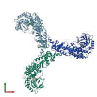 PDB entry 1mlv coloured by chain, front view.