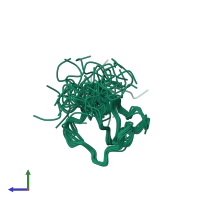 PDB entry 1mm2 coloured by chain, ensemble of 20 models, side view.