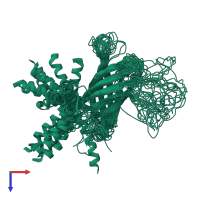 PDB entry 1mm4 coloured by chain, ensemble of 20 models, top view.