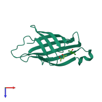 PDB entry 1mm9 coloured by chain, top view.