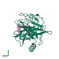 PDB entry 1mmj coloured by chain, side view.