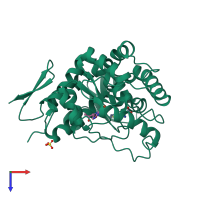 PDB entry 1mmk coloured by chain, top view.