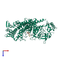 PDB entry 1mmn coloured by chain, top view.
