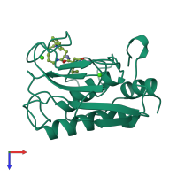 PDB entry 1mmq coloured by chain, top view.