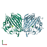 PDB entry 1mmx coloured by chain, front view.