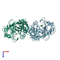 PDB entry 1mmx coloured by chain, top view.
