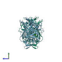 PDB entry 1mmy coloured by chain, side view.