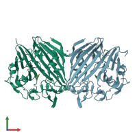 PDB entry 1mmz coloured by chain, front view.