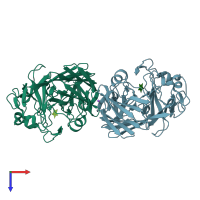 PDB entry 1mmz coloured by chain, top view.