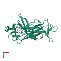 PDB entry 1mn4 coloured by chain, top view.