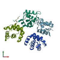 PDB entry 1mn8 coloured by chain, front view.