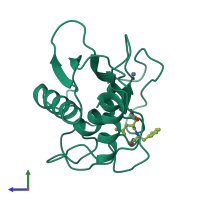 PDB entry 1mnc coloured by chain, side view.