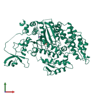 PDB entry 1mnd coloured by chain, front view.