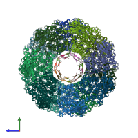 PDB entry 1mnf coloured by chain, side view.