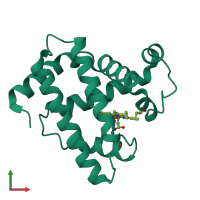 PDB entry 1mnh coloured by chain, front view.