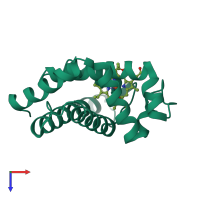 PDB entry 1mnh coloured by chain, top view.