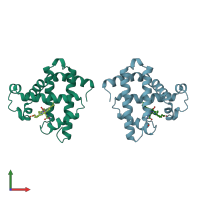 PDB entry 1mno coloured by chain, front view.