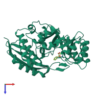 PDB entry 1mns coloured by chain, top view.