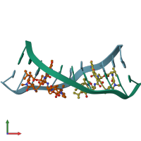 PDB entry 1mnv coloured by chain, front view.