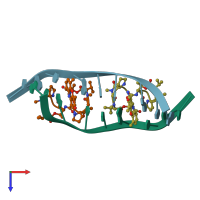 PDB entry 1mnv coloured by chain, top view.