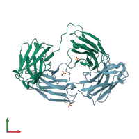 PDB entry 1moe coloured by chain, front view.