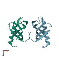 PDB entry 1mol coloured by chain, top view.