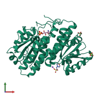 PDB entry 1mos coloured by chain, front view.