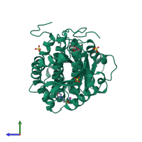 PDB entry 1mos coloured by chain, side view.