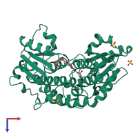 PDB entry 1mos coloured by chain, top view.
