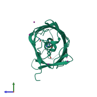 PDB entry 1mov coloured by chain, side view.