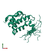 PDB entry 1mp1 coloured by chain, ensemble of 20 models, front view.