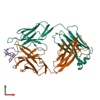 PDB entry 1mpa coloured by chain, front view.