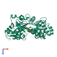 PDB entry 1mpd coloured by chain, top view.