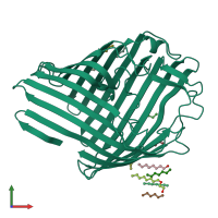 PDB entry 1mpf coloured by chain, front view.