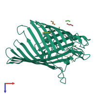 PDB entry 1mpf coloured by chain, top view.