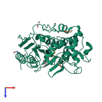 PDB entry 1mpl coloured by chain, top view.